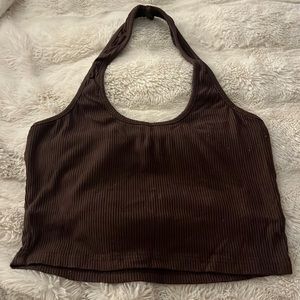 Brown halter top cropped